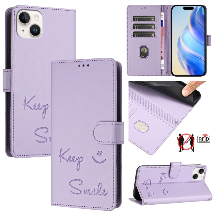 Smile Embossing RFID Leather Phone Case, Series 6