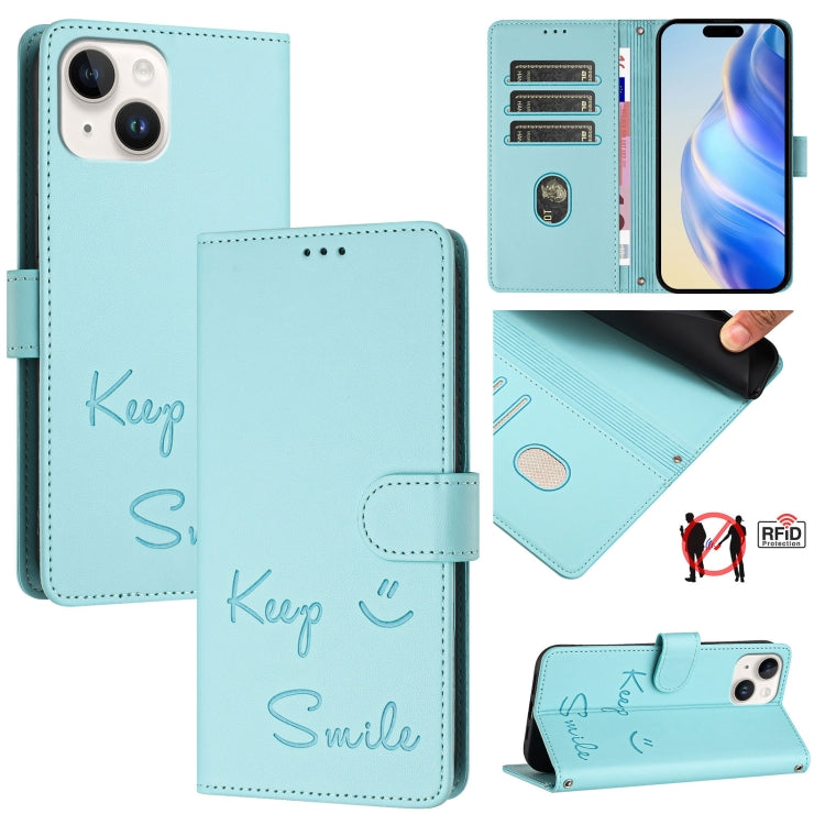 Smile Embossing RFID Leather Phone Case, Series 2