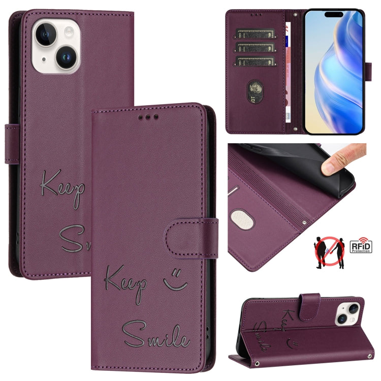 Smile Embossing RFID Leather Phone Case, Series 5