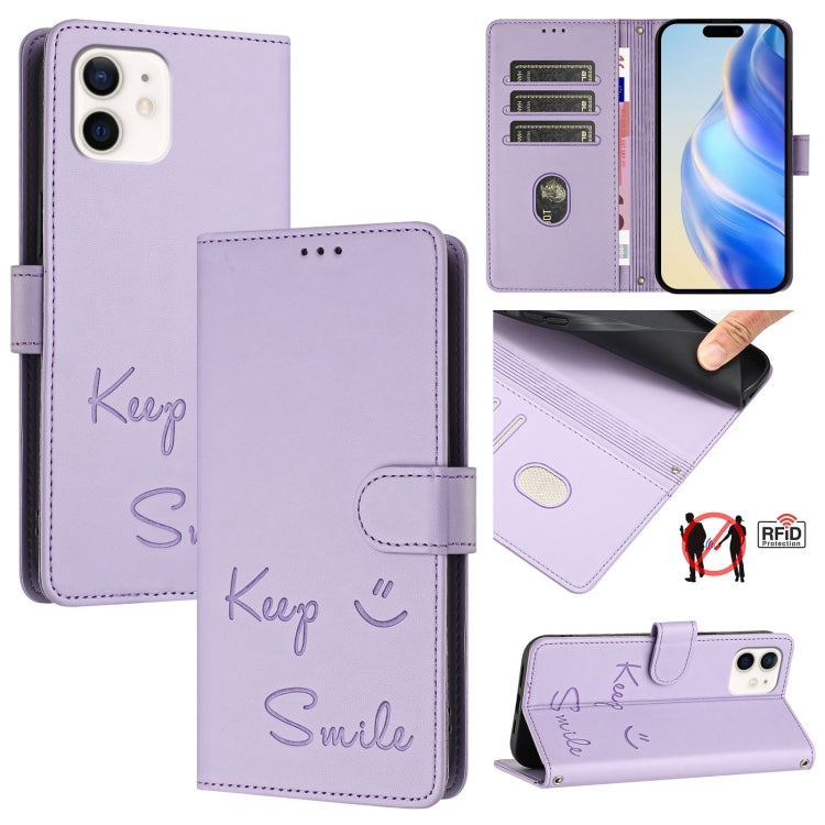 Smile Embossing RFID Leather Phone Case, Series 5