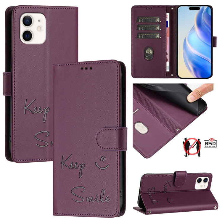 Smile Embossing RFID Leather Phone Case, Series 6