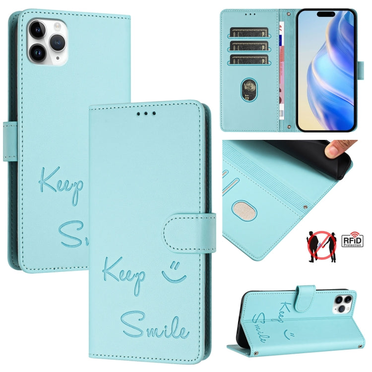 Smile Embossing RFID Leather Phone Case, Series 2