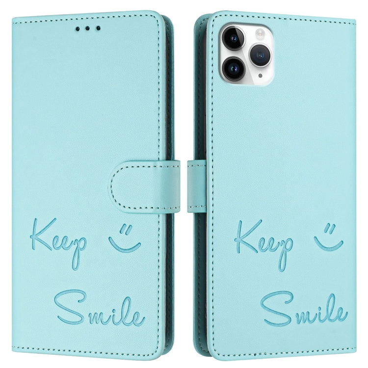 Smile Embossing RFID Leather Phone Case, For iPhone 11 Pro Max, For iPhone 11, For iPhone 11 Pro, For iPod Touch 7 / 6 / 5, For iPhone X / XS