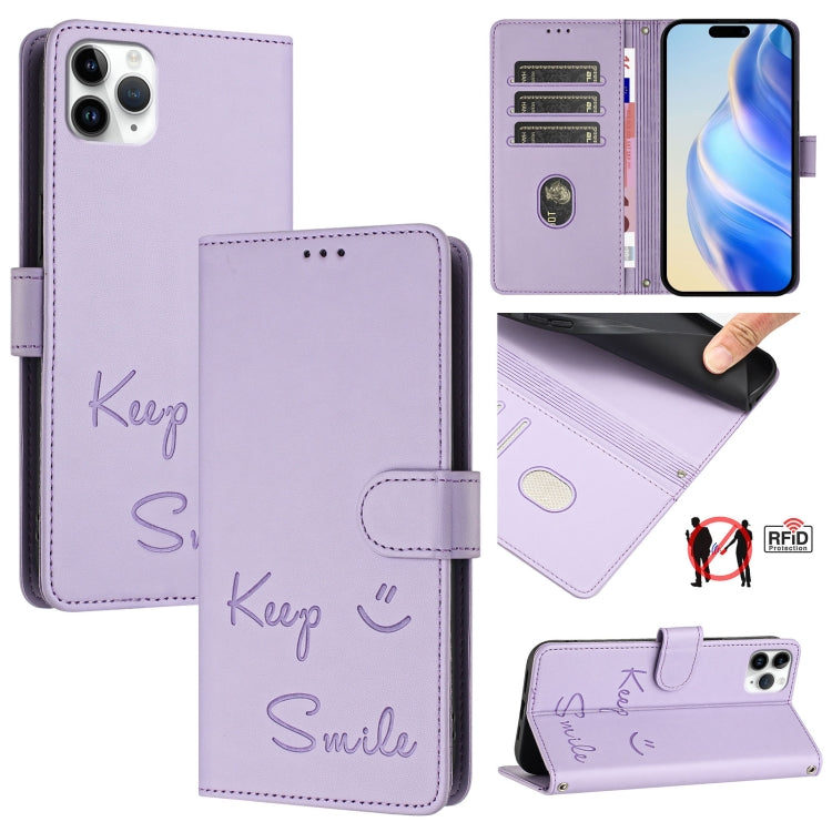 Smile Embossing RFID Leather Phone Case, Series 2