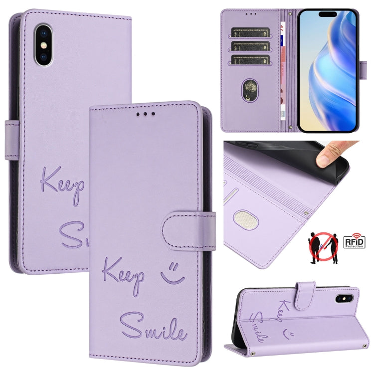 Smile Embossing RFID Leather Phone Case, Series 3