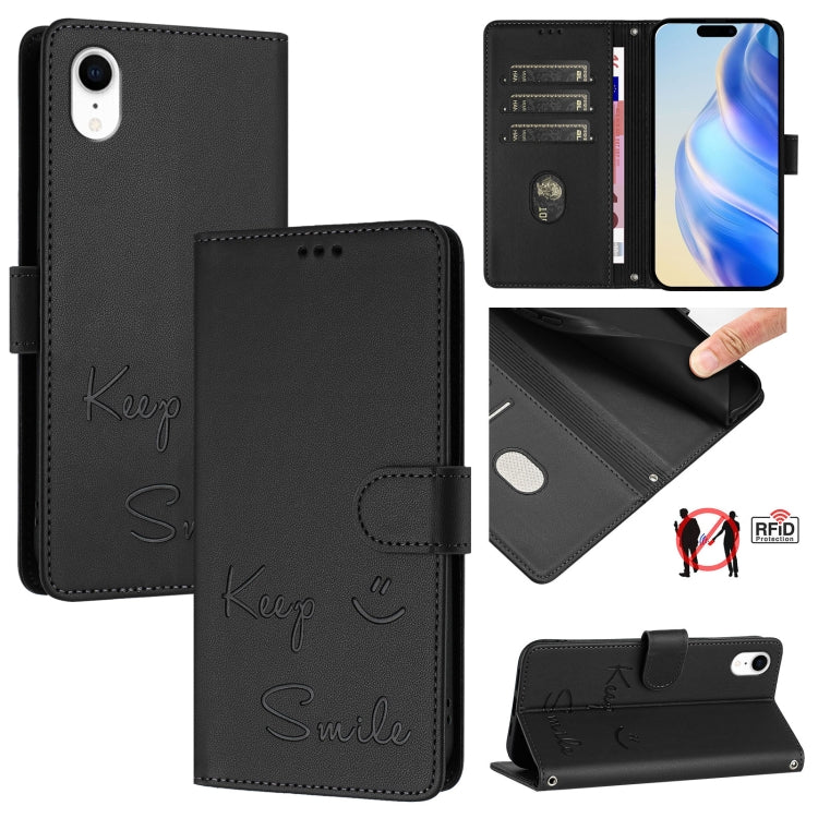 Smile Embossing RFID Leather Phone Case, For iPhone XR, For iPhone XS Max, For iPhone 8 Plus / 7 Plus