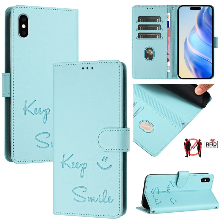 Smile Embossing RFID Leather Phone Case, Series 3