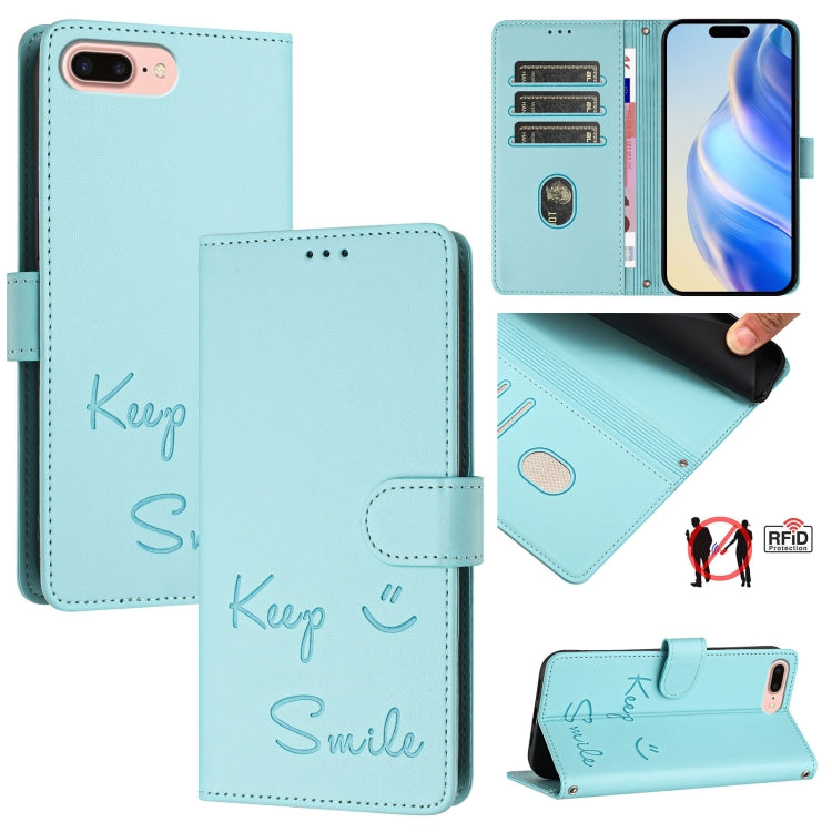 Smile Embossing RFID Leather Phone Case, Series 1