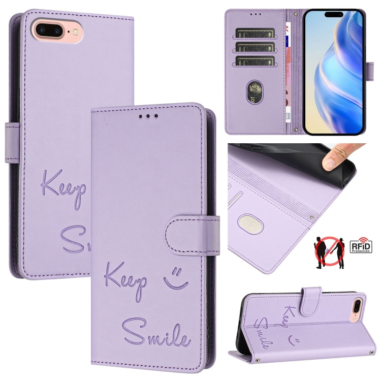 Smile Embossing RFID Leather Phone Case, Series 1