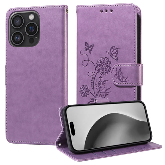 Embossed Butterfly Flowers Leather Phone Case, For iPhone 16 Pro Max, For iPhone 16 Pro, For iPhone 16 Plus, For iPhone 16, For iPhone 15 Pro Max, For iPhone 15 Pro