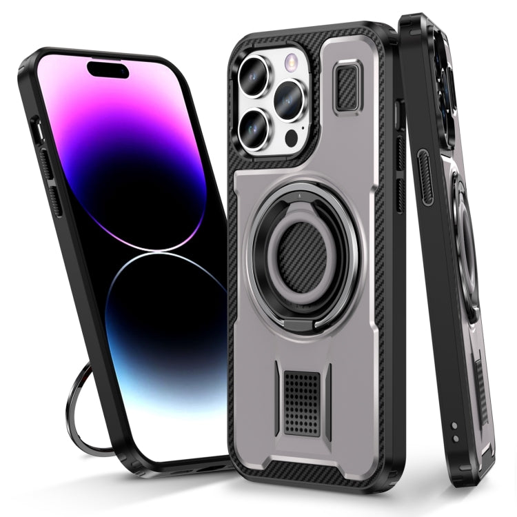 Ring Holder Carbon Fiber PC Hybrid TPU Phone Case, Series 6