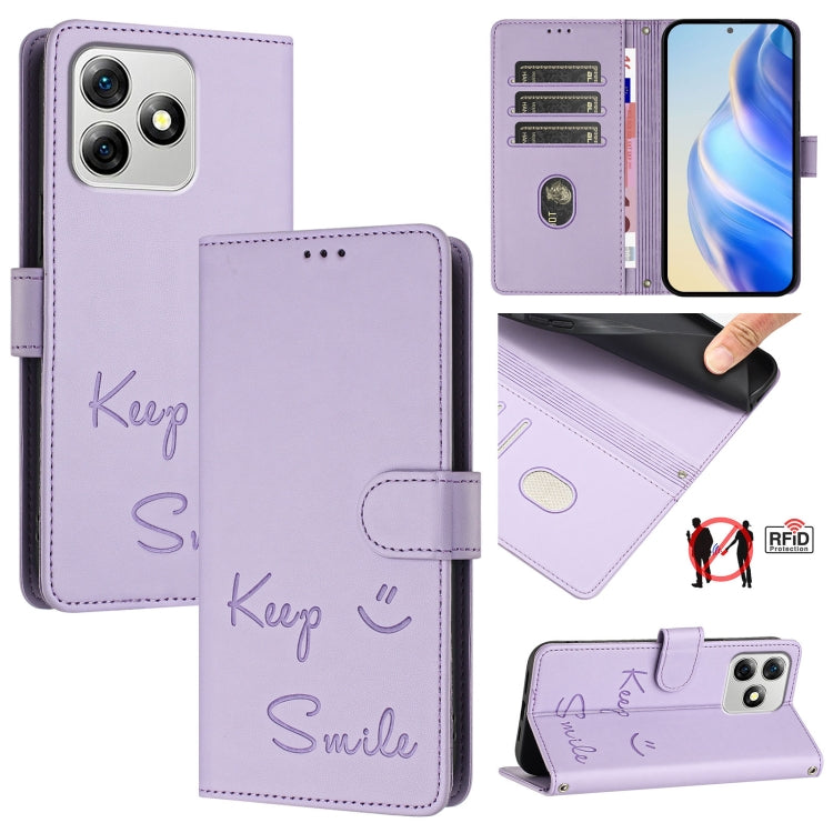 Smile Embossing RFID Leather Phone Case