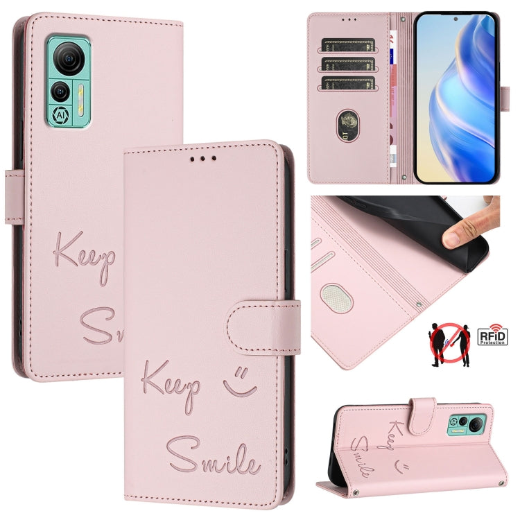 Smile Embossing RFID Leather Phone Case