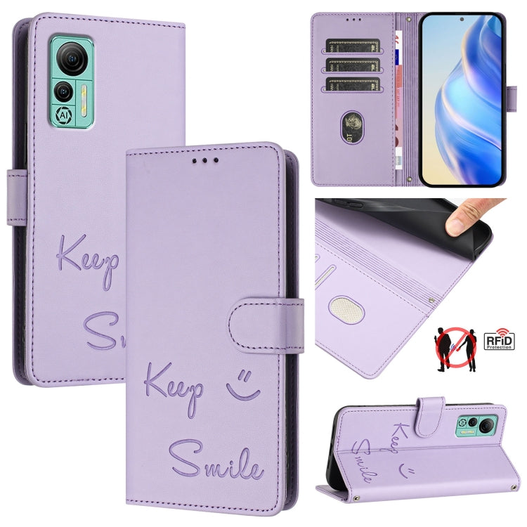 Smile Embossing RFID Leather Phone Case