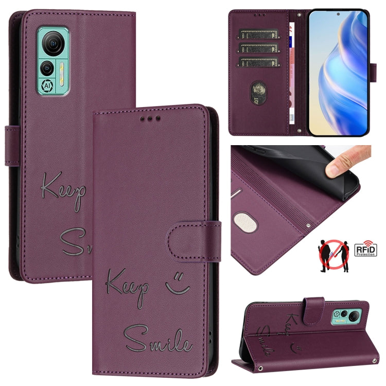 Smile Embossing RFID Leather Phone Case