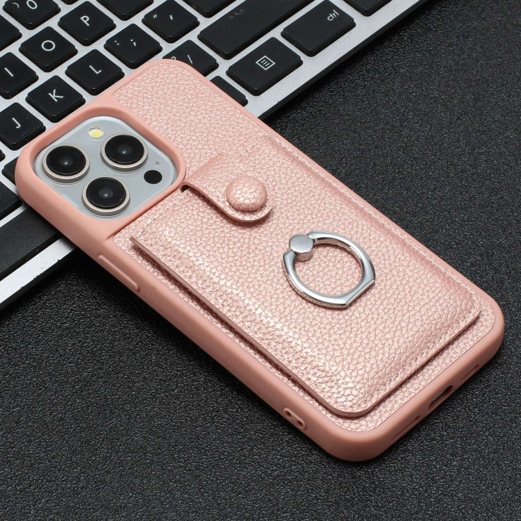 Litchi Texture Drawing Card Bag Ring Holder Phone Case, For iPhone 16 Pro Max, For iPhone 16 Pro, For iPhone 16, For iPhone 15 Pro Max, For iPhone 15 Pro