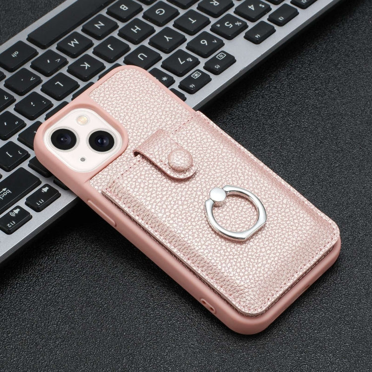 Litchi Texture Drawing Card Bag Ring Holder Phone Case, For iPhone 15, For iPhone 14 / 13, For iPhone 14 Pro Max, For iPhone 13 Pro Max, For iPhone 12 / 12 Pro