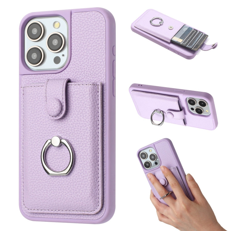 Litchi Texture Drawing Card Bag Ring Holder Phone Case, For iPhone 15, For iPhone 14 / 13, For iPhone 14 Pro Max, For iPhone 13 Pro Max, For iPhone 12 / 12 Pro