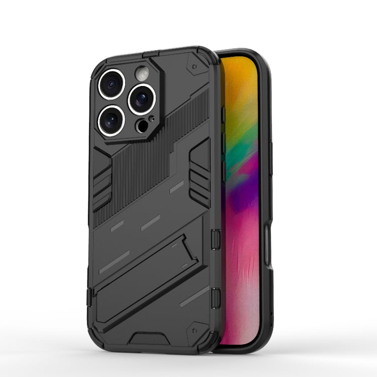 Punk Armor 2 in 1 PC + TPU Phone Case with Holder, For iPhone 16 Pro Max, For iPhone 16 Pro, For iPhone 16 Plus, For iPhone 16