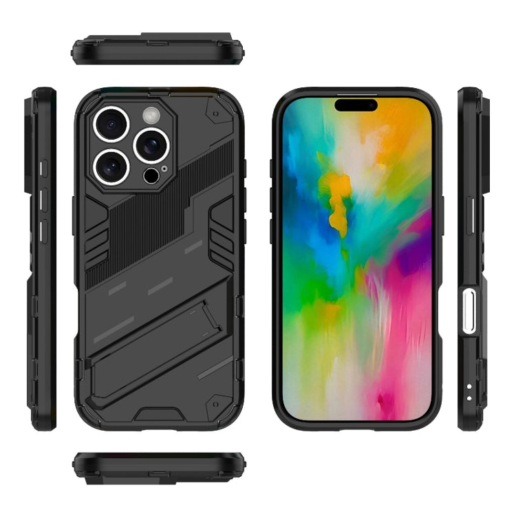 Punk Armor 2 in 1 PC + TPU Phone Case with Holder, For iPhone 16 Pro Max, For iPhone 16 Pro, For iPhone 16 Plus, For iPhone 16