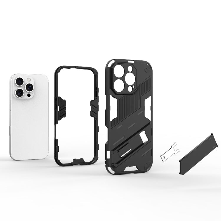 Punk Armor 2 in 1 PC + TPU Phone Case with Holder, For iPhone 16 Pro Max, For iPhone 16 Pro, For iPhone 16 Plus, For iPhone 16