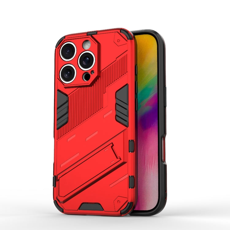 Punk Armor 2 in 1 PC + TPU Phone Case with Holder, For iPhone 16 Pro Max, For iPhone 16 Pro, For iPhone 16 Plus, For iPhone 16