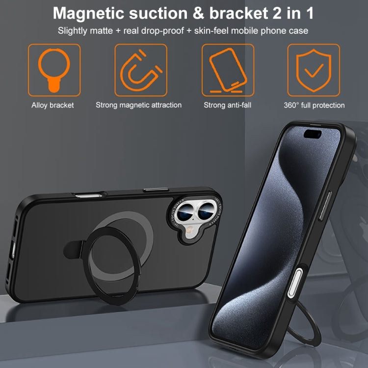 Skin Feel MagSafe Magnetic Holder Phone Case, For iPhone 16 Pro Max, For iPhone 16 Pro, For iPhone 16 Plus, For iPhone 16