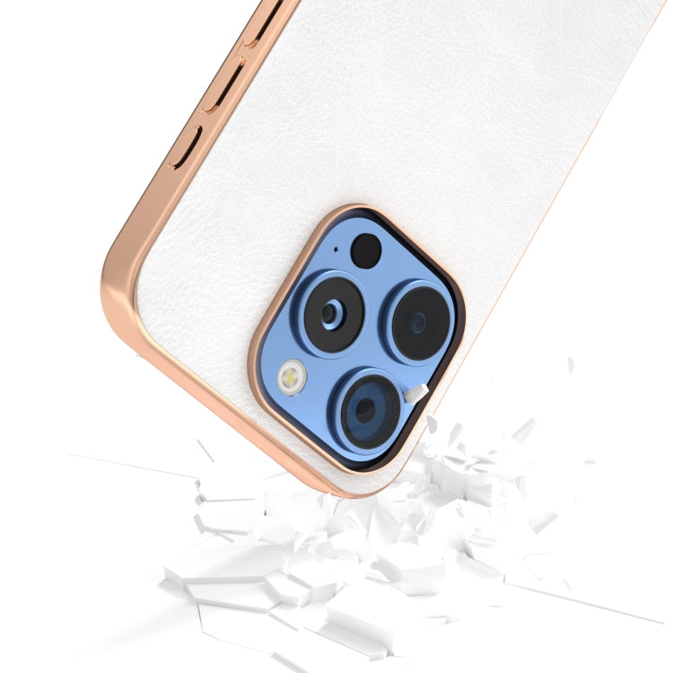 Nano Electroplating Dual Color Lichi Texture PU Phone Case, For iPhone 16 Pro Max, For iPhone 16 Pro, For iPhone 16 Plus, For iPhone 16