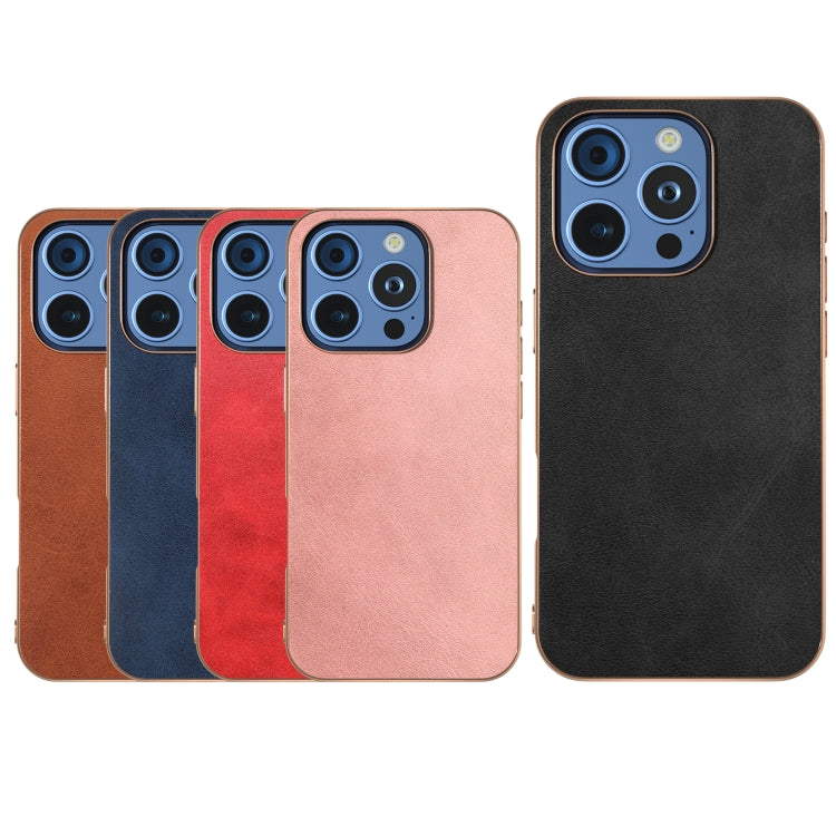 Nano Electroplating Dual Color Cowhide Texture Protective Phone Case