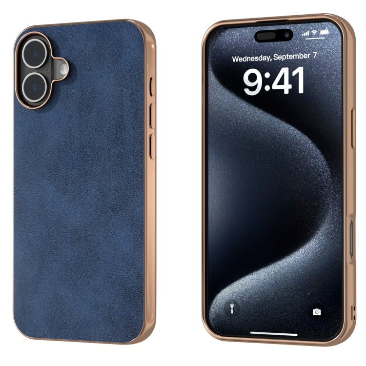 Nano Electroplating Dual Color Cowhide Texture Protective Phone Case