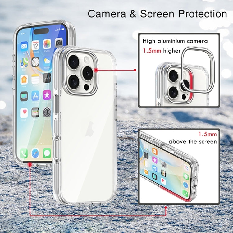 Metal Buttons PC Hybrid TPU Phone Case, For iPhone 16 Pro Max, For iPhone 16 Pro, For iPhone 16 Plus, For iPhone 16