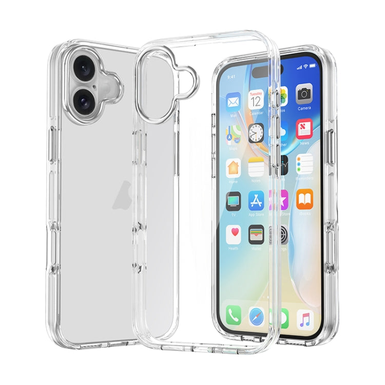 Metal Buttons PC Hybrid TPU Phone Case, For iPhone 16 Pro Max, For iPhone 16 Pro, For iPhone 16 Plus, For iPhone 16