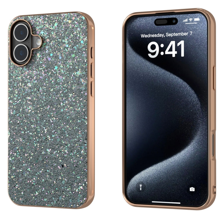 Electroplating Frame Colorful Glitter Phone Case, For iPhone 16 Pro, For iPhone 16 Plus, For iPhone 16