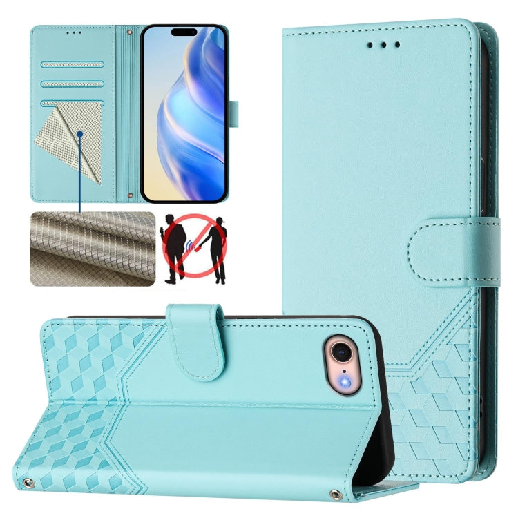 Honeycomb Embossing RFID Leather Phone Case, For iPhone 14 Pro, For iPhone 14 Pro Max, For iPhone SE 2022 / 2020 / 8 / 7, For iPhone 13 Pro Max, For iPhone 13 Pro