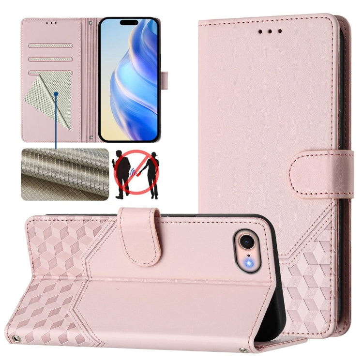 Honeycomb Embossing RFID Leather Phone Case, For iPhone 14 Pro, For iPhone 14 Pro Max, For iPhone SE 2022 / 2020 / 8 / 7, For iPhone 13 Pro Max, For iPhone 13 Pro