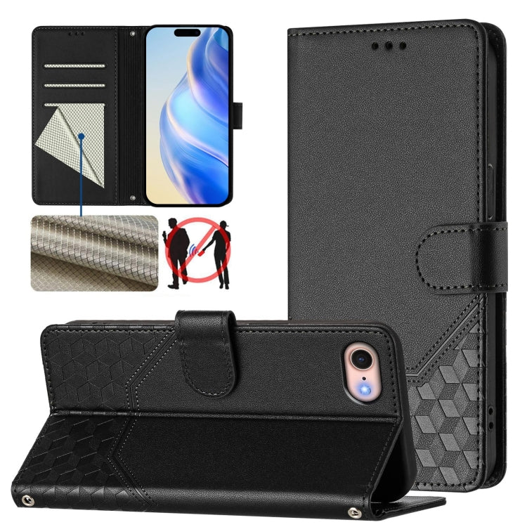 Honeycomb Embossing RFID Leather Phone Case, For iPhone 14 Pro, For iPhone 14 Pro Max, For iPhone SE 2022 / 2020 / 8 / 7, For iPhone 13 Pro Max, For iPhone 13 Pro