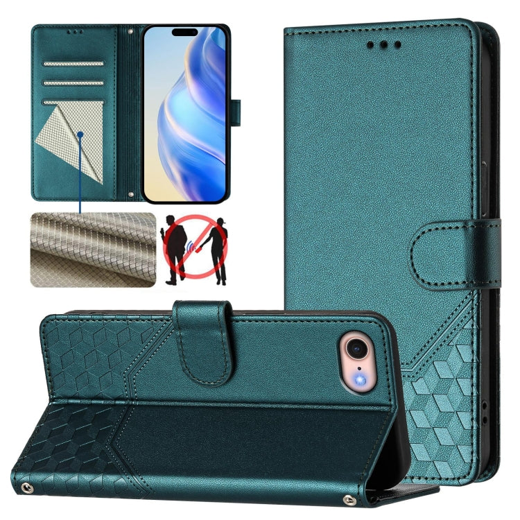 Honeycomb Embossing RFID Leather Phone Case, For iPhone 14 Pro, For iPhone 14 Pro Max, For iPhone SE 2022 / 2020 / 8 / 7, For iPhone 13 Pro Max, For iPhone 13 Pro