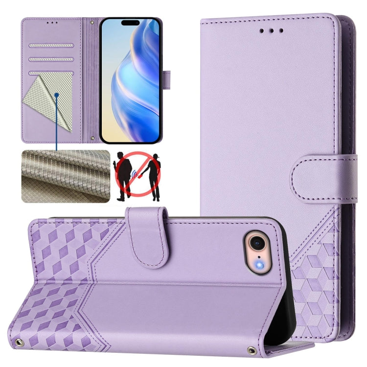 Honeycomb Embossing RFID Leather Phone Case, For iPhone 14 Pro, For iPhone 14 Pro Max, For iPhone SE 2022 / 2020 / 8 / 7, For iPhone 13 Pro Max, For iPhone 13 Pro