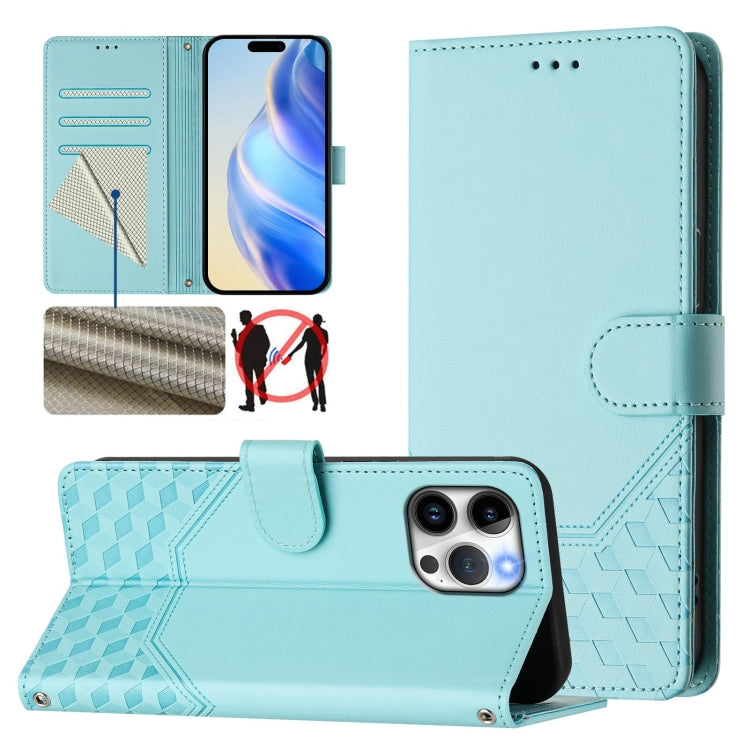 Honeycomb Embossing RFID Leather Phone Case, For iPhone 14 Pro, For iPhone 14 Pro Max, For iPhone SE 2022 / 2020 / 8 / 7, For iPhone 13 Pro Max, For iPhone 13 Pro