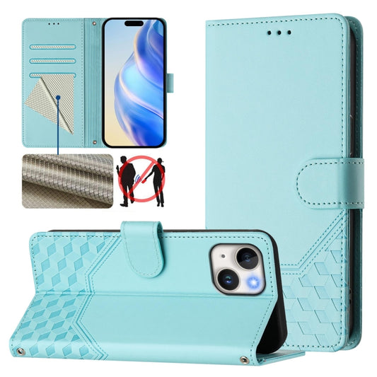 Honeycomb Embossing RFID Leather Phone Case, For iPhone 13 mini, For iPhone 12 / 12 Pro, For iPhone 12 Pro Max, For iPhone 12 mini, For iPhone 11 Pro Max