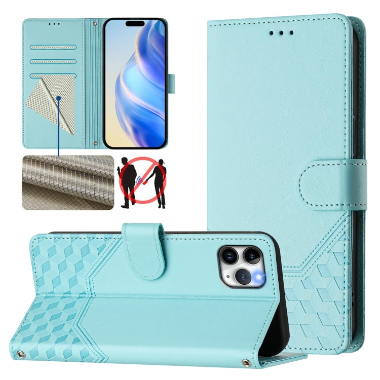 Honeycomb Embossing RFID Leather Phone Case, For iPhone 13 mini, For iPhone 12 / 12 Pro, For iPhone 12 Pro Max, For iPhone 12 mini, For iPhone 11 Pro Max