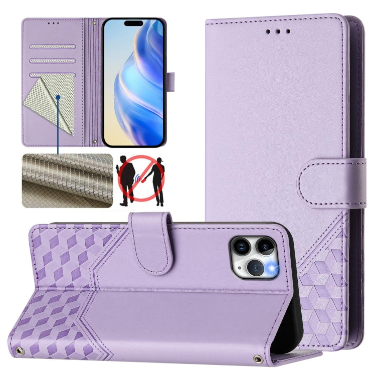 Honeycomb Embossing RFID Leather Phone Case, For iPhone 13 mini, For iPhone 12 / 12 Pro, For iPhone 12 Pro Max, For iPhone 12 mini, For iPhone 11 Pro Max