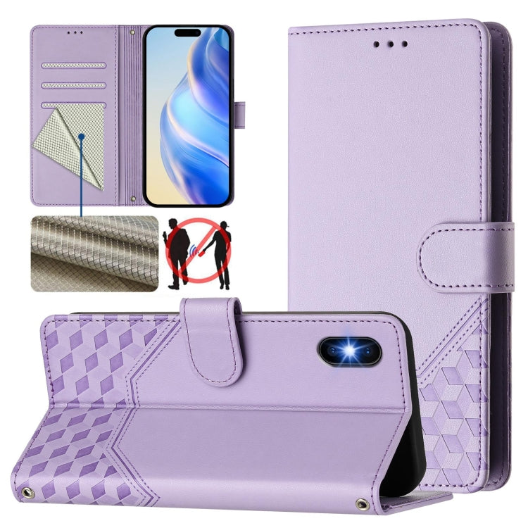 Honeycomb Embossing RFID Leather Phone Case, For iPhone 11, For iPhone 11 Pro, For iPhone X / XS, For iPhone XR, For iPhone XS Max