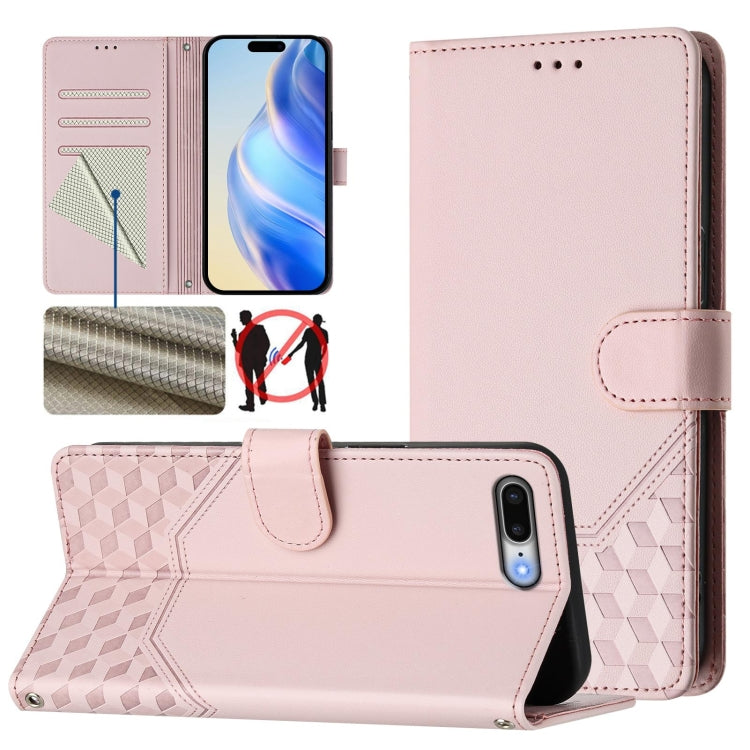 Honeycomb Embossing RFID Leather Phone Case, For iPhone 8 Plus / 7 Plus