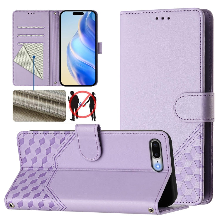 Honeycomb Embossing RFID Leather Phone Case, For iPhone 8 Plus / 7 Plus