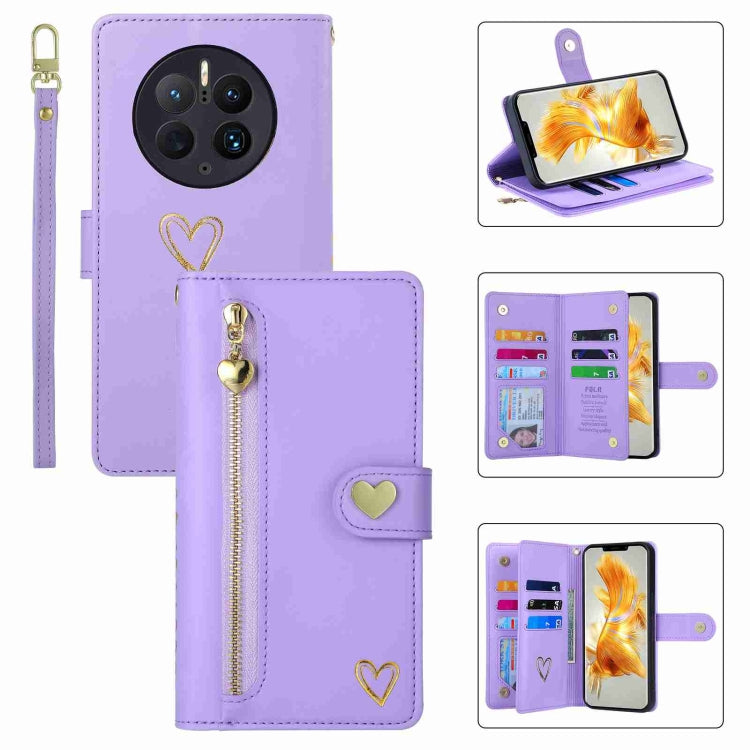 POLA Love Multi-Card Slots Zipper Wallet Leather Phone Case