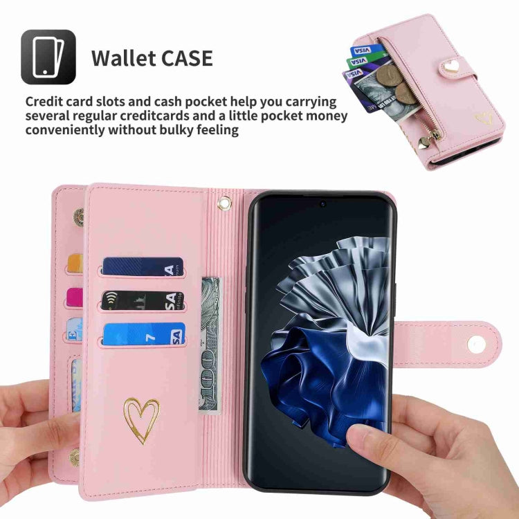 POLA Love Multi-Card Slots Zipper Wallet Leather Phone Case, For Huawei P60 Pro, For Huawei Mate 50 Pro