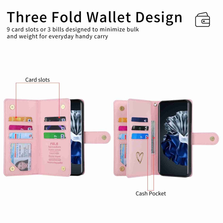 POLA Love Multi-Card Slots Zipper Wallet Leather Phone Case, For Huawei P60 Pro, For Huawei Mate 50 Pro