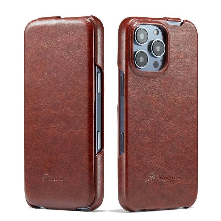 Fierre Shann 64 Texture Vertical Flip PU Leather Phone Case