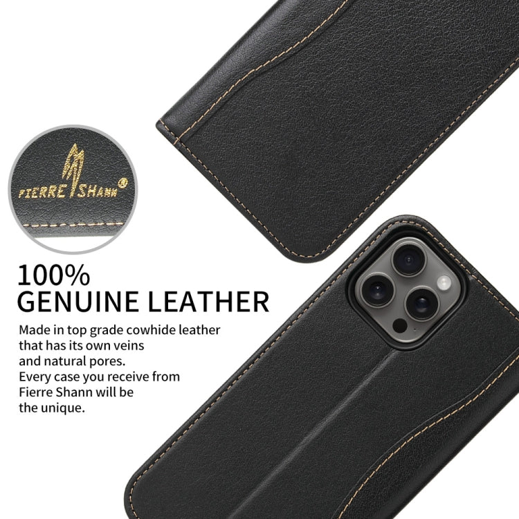 Fierre Shann Cowhide Leather Flip Leather Phone Case